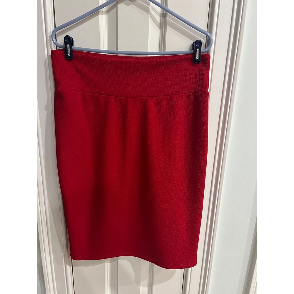 LuLaRoe Cassie Pencil Skirt Womens XL Red Textured Stretch Bodycon Knee Length